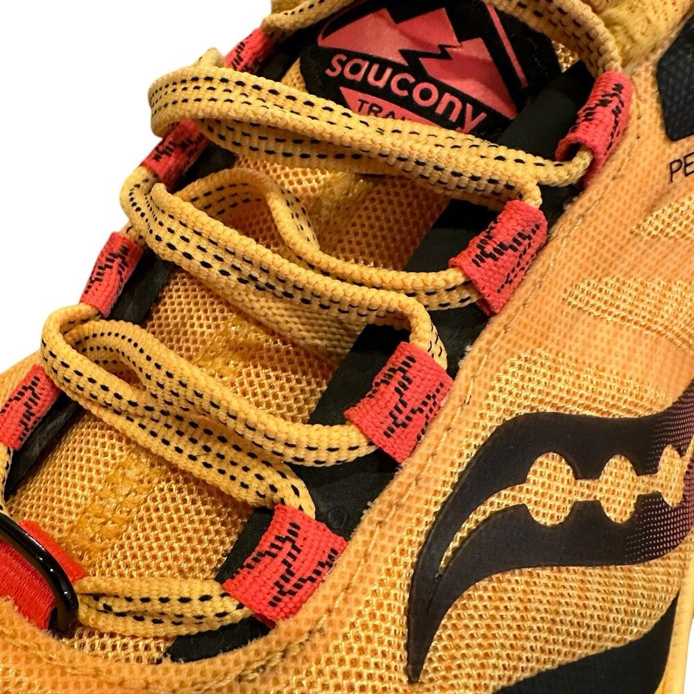 Saucony Peregrine 12 PWRRUN PWRTRAC Vizigold/Vizired Trail Running Shoe W 7.5 - Picture 7 of 16